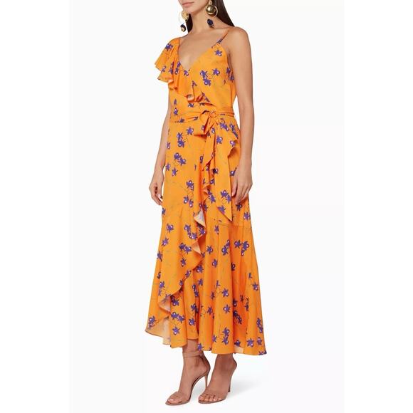 BORGO DE NOR Orange Isadora Ruffled Dress UK Size 12 US 8 - Picture 4 of 13